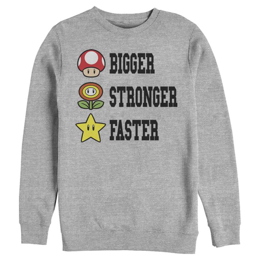 Nintendo Men’s Mario Bigger Stronger Faster Sweatshirt