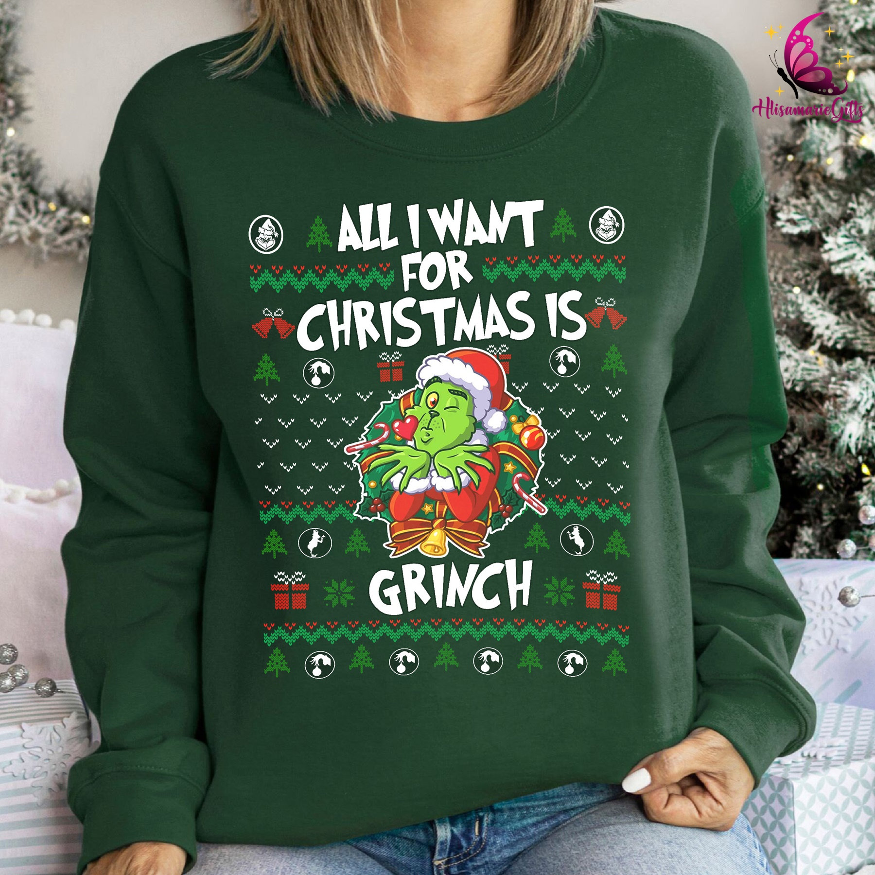 All I Want For Christmas Is Grinch Christmas Shirt | Funny Christmas Shirt | Christmas Gift | Matching Christmas Shirt | Merry Christmas Tee The Greens RoticStore Style