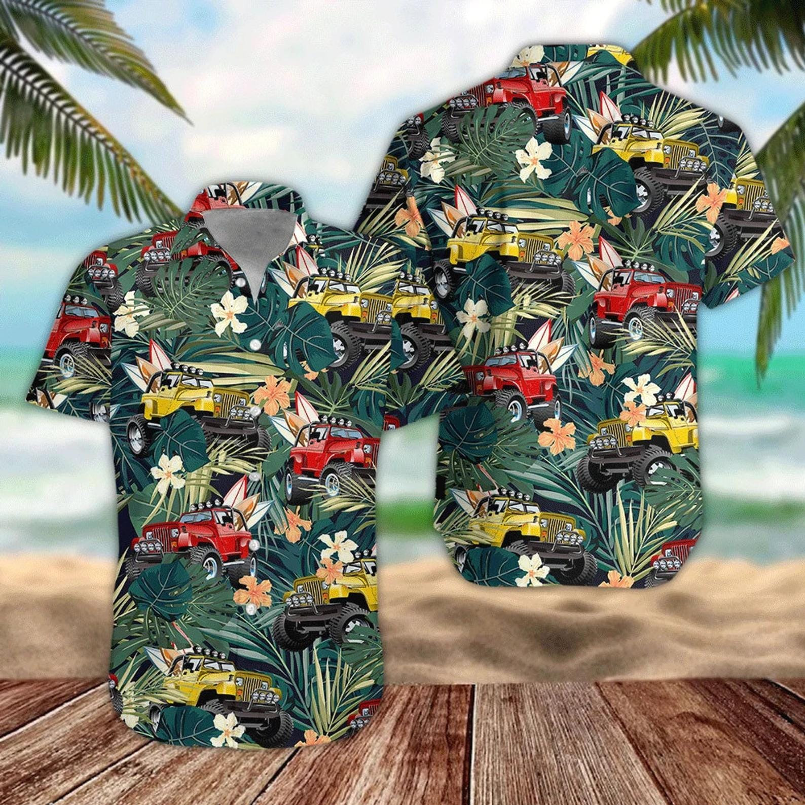 Hawaii Aloha Shirts Jeep Car Tropical Ha80135