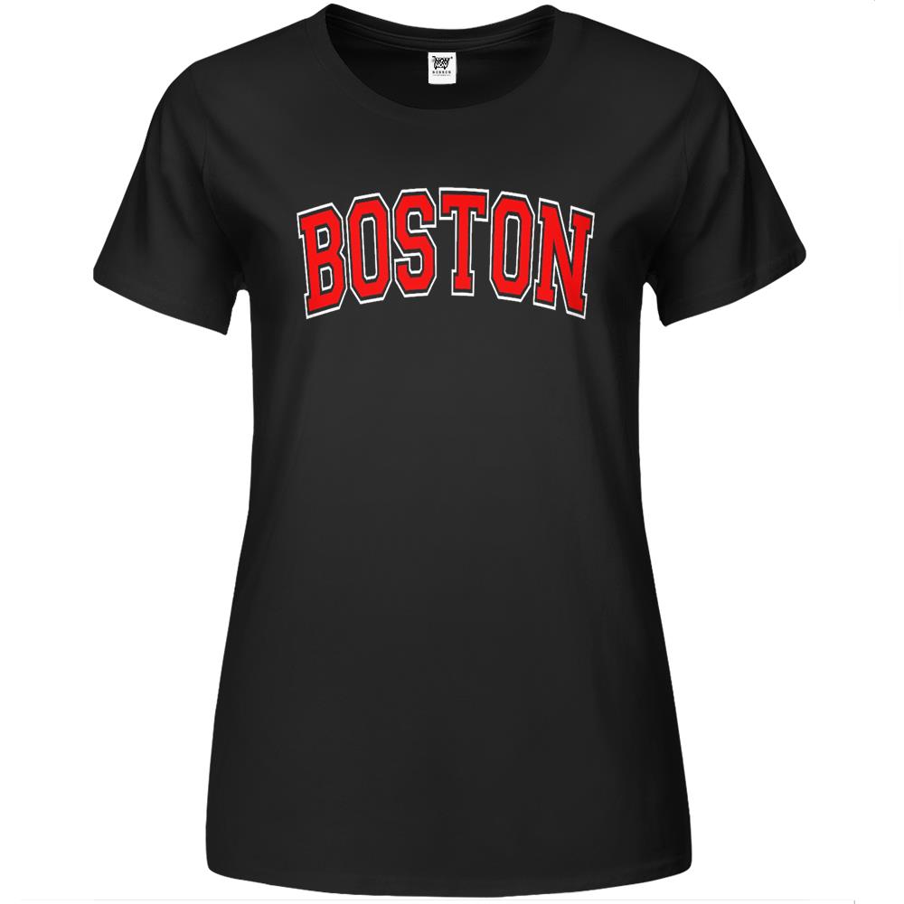 Boston Varsity Style Red Text Premium Womens T Shirts