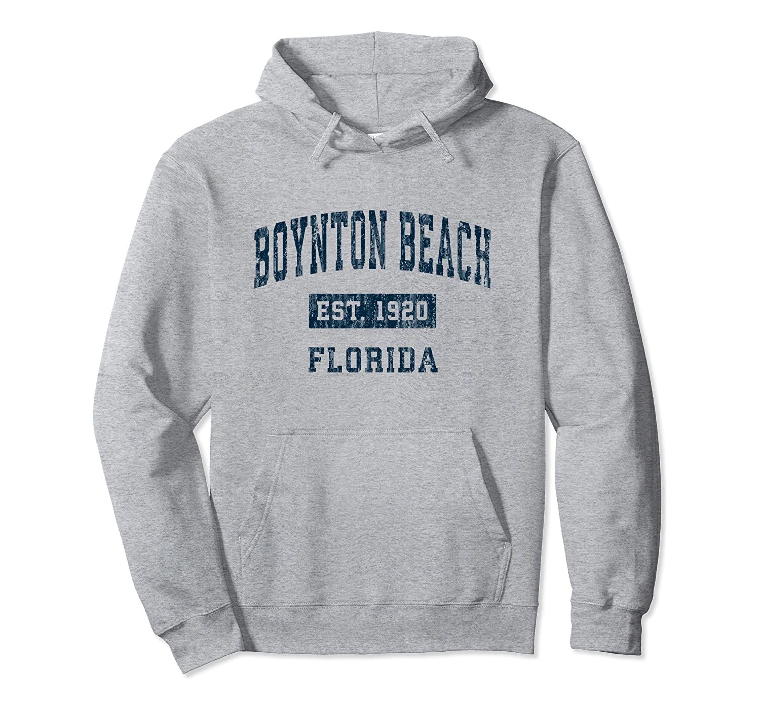 Boynton Beach Florida FL Vintage Sports Design Navy Print Pullover Hoodie, T-Shirt, Sweatshirt, Tank Top, Racerback, Dolman