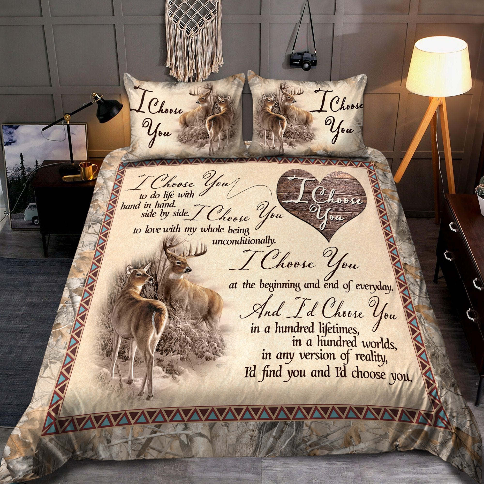 Tmarc Tee Deer Lovers: Romantic Bedding Set Pi17082005