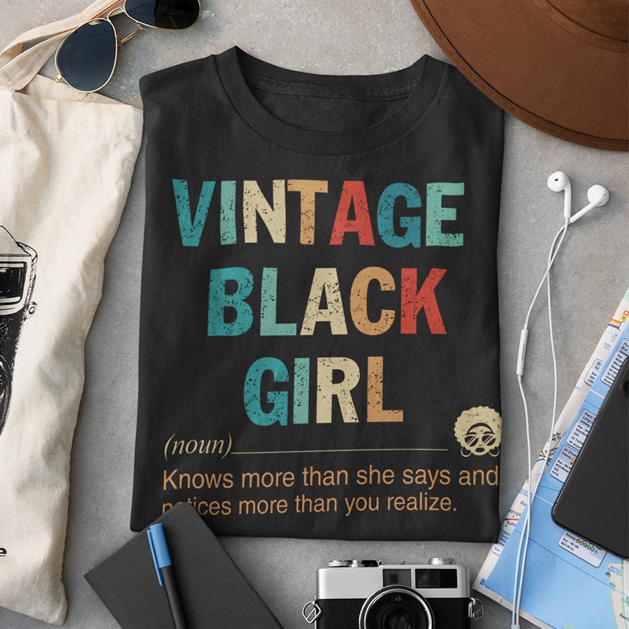 Vintage Black Girl T Shirt, Black Girl Magic, Melanin Poppin, Black Mixed With Cotton Shirt For Women