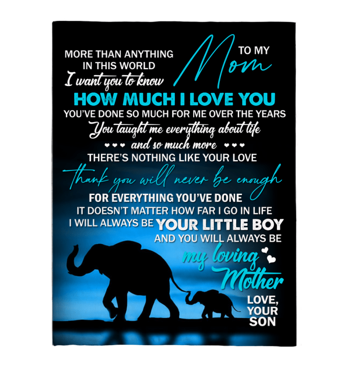 Personalized To My Mom More Than Anything In This World Form Son Elephant Cub Holding Mom’S Tail Sherpa Fleece Blanket Great Customized Blanket Gifts For Birthday Christmas Thanksgiving