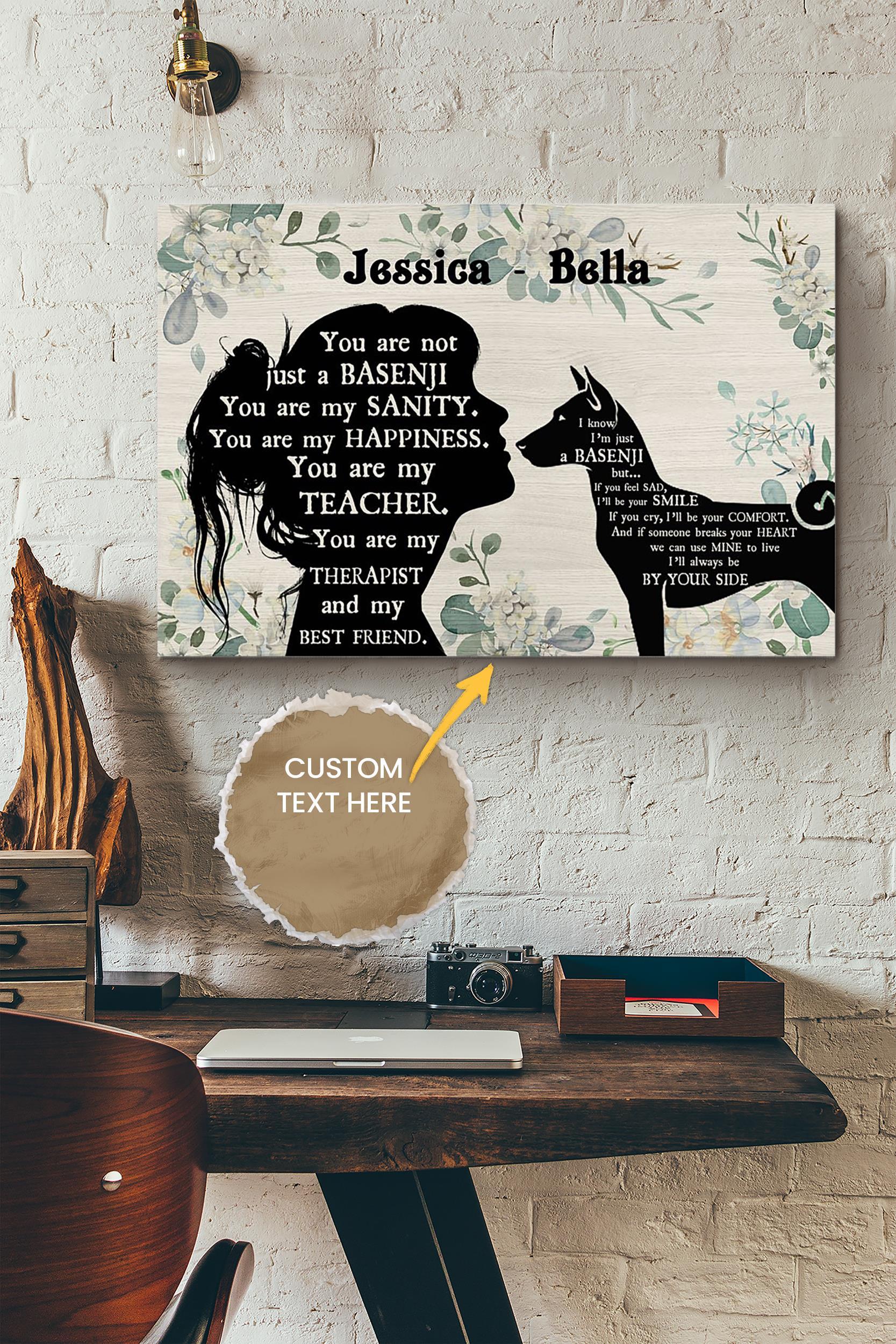 Basenji Girl Therapist Best Friend Personalized Poster – Animal Wall Art – Gift For Dog Lover Dog Foster Puppy Fan Wrapped Canvas