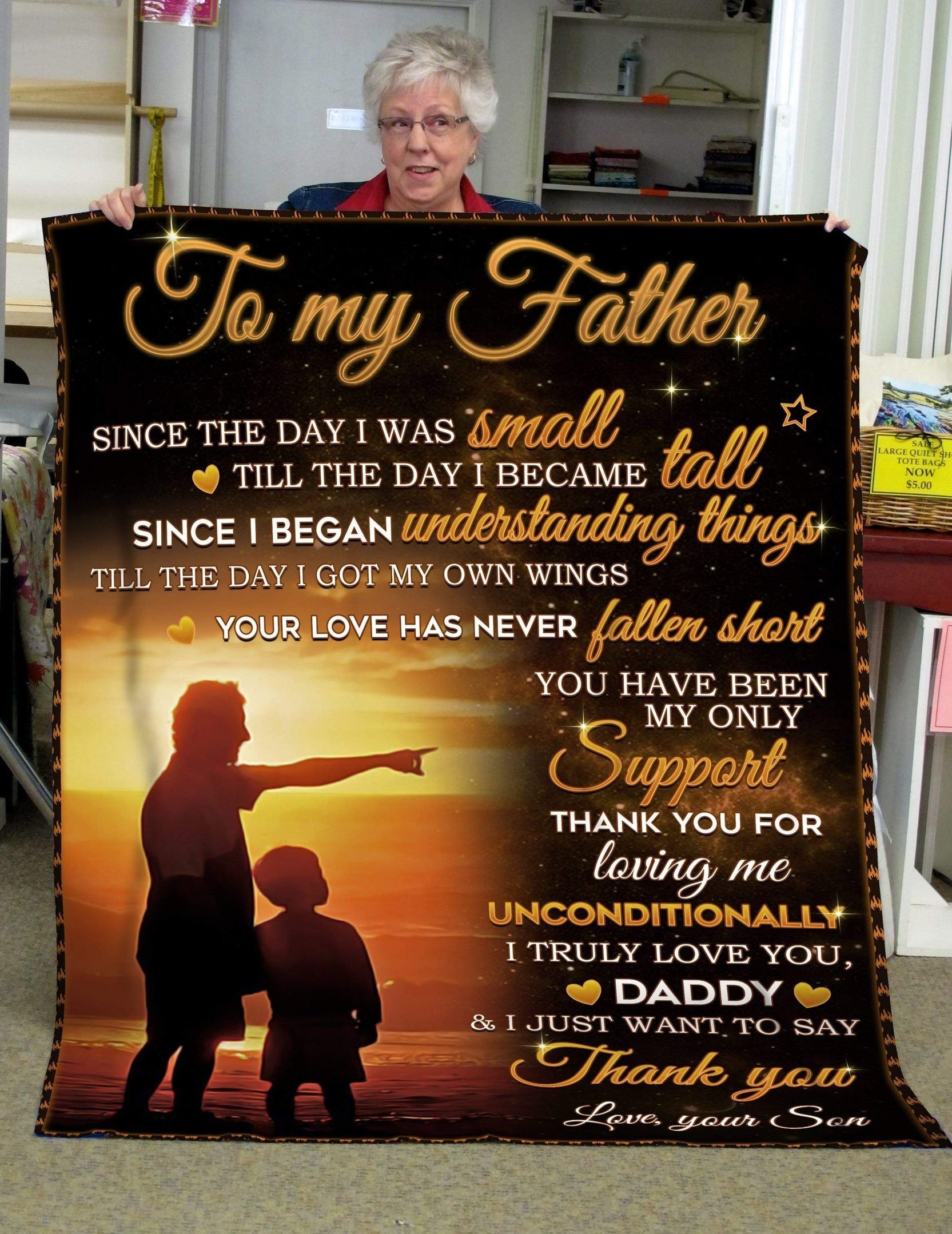 To My Father, I Just Want To Say Thank You Fleece Blanket Gift For Dad From Son For Birthday Home Decor Bedding Couch Sofa Soft And Comfy Cozy