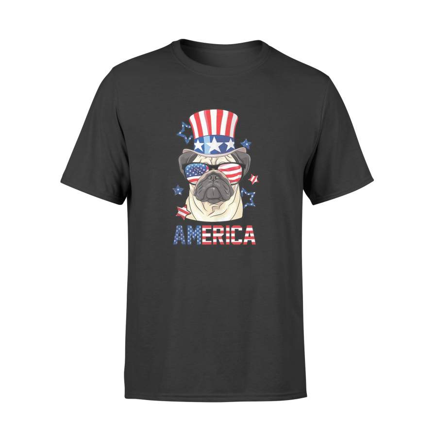 America Pug Dog Owner 4th of July USA Flag Men Women Kids – Standard T-shirt