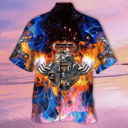 Cartoon Tubro Engine Print Short Sleeve Hawaii Casual Shirt Ha35527