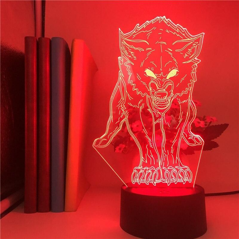 Scary Wolf Animal 3D Illusion Night Light Led Light