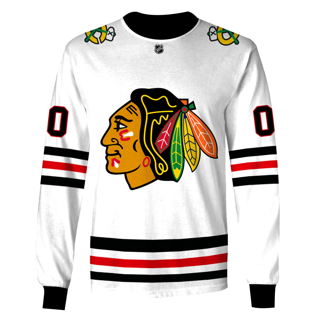 Chicago Blackhawks Custom Name Number 2020 Home White Jersey Gift For Fan 3D Full Printing Sweatshirt