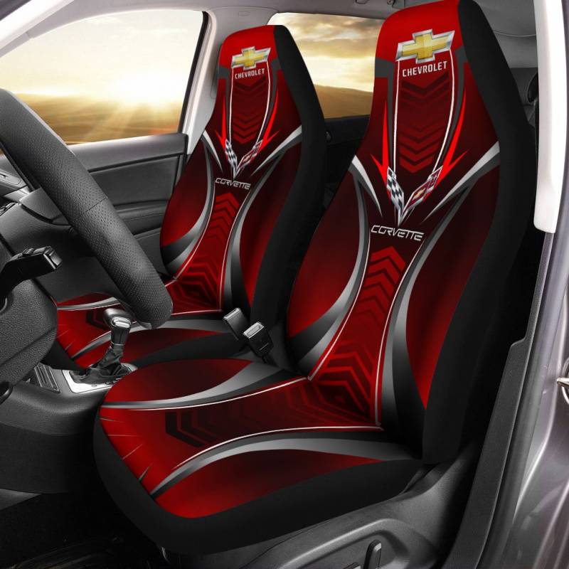 Chevrolet Corvette NTH Car Seat Cover (Set of 2) Ver 1 (Red)