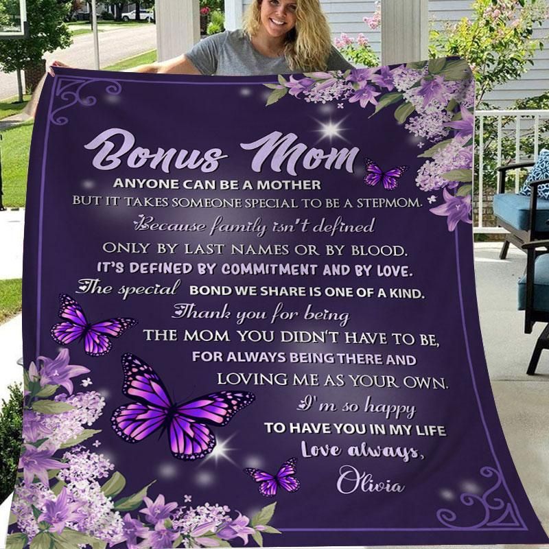 [Personalized Name] Love Always Purple Flowers Fleece Blanket, Sherpa Blanket, Gift For Family Member, Friends Gift, Christmas Gift, Home Decor, Home Living