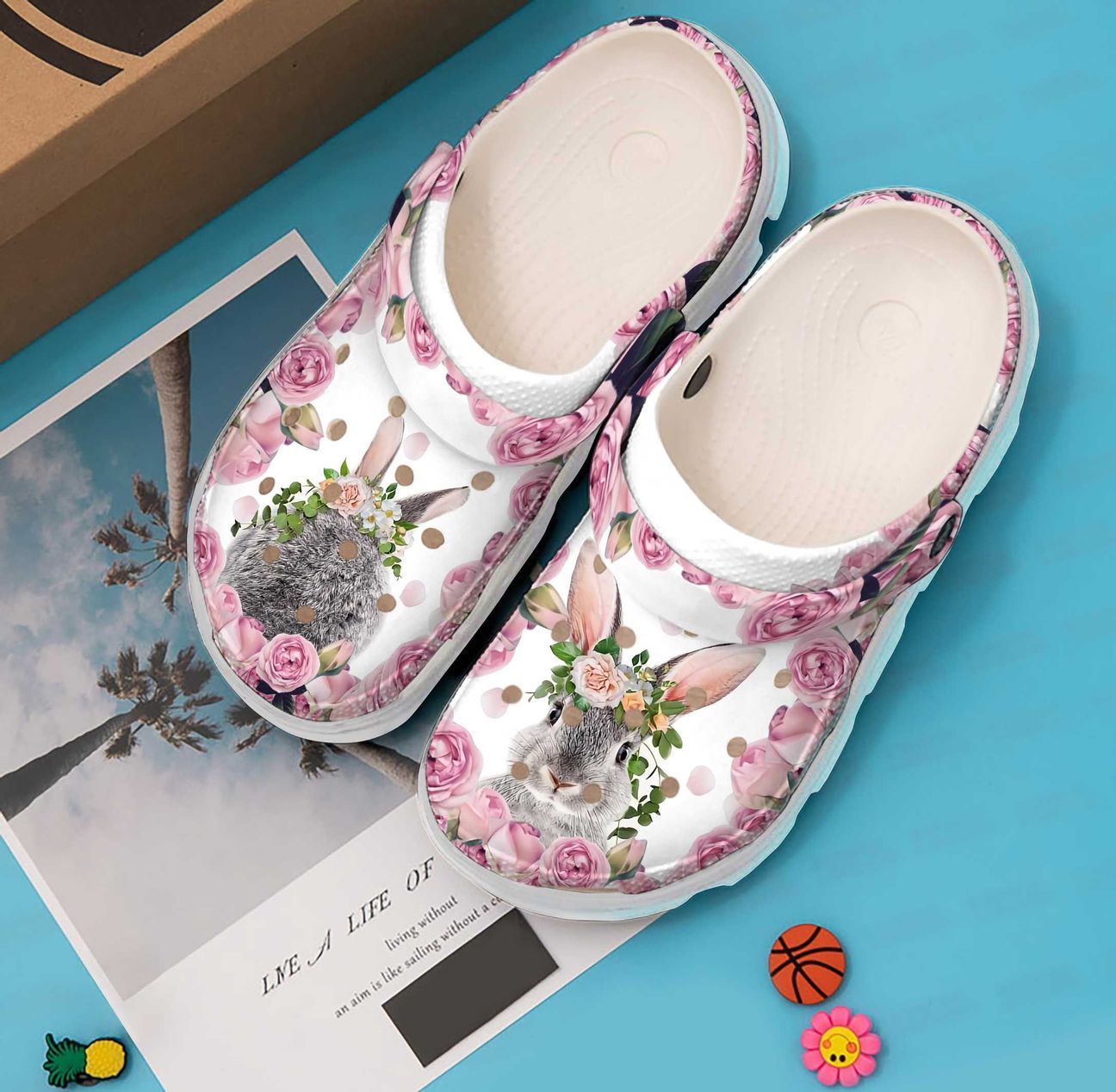 Rabbit Personalized Clog, Custom Name, Text, Color, Number Fashion Style For Women, Men, Kid, Print 3D Little Floral Rabbit