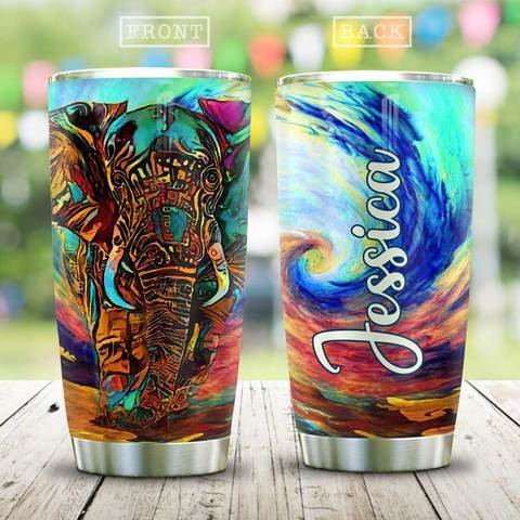 Abstract Art Elephant Personalized Kd2 Stainless Steel Tumbler, Personalized Tumblers, Tumbler Cups, Custom Tumblers