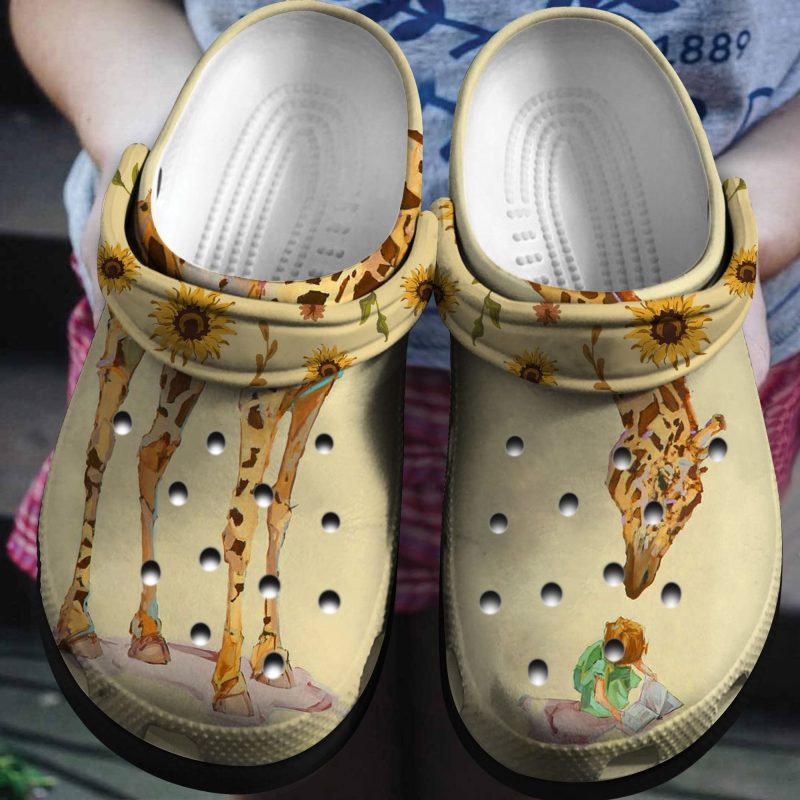 Giraffe And The Little Girl Shoes – Lovely Garden Clogs Gift For Birthday