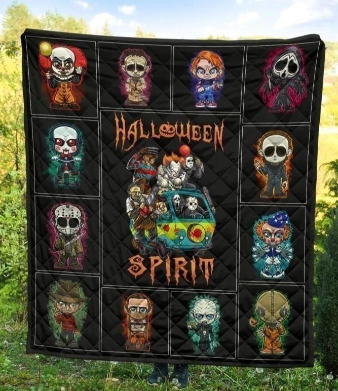 Halloween Spirit Quilt Blanket For Fan Horror Movies Characters