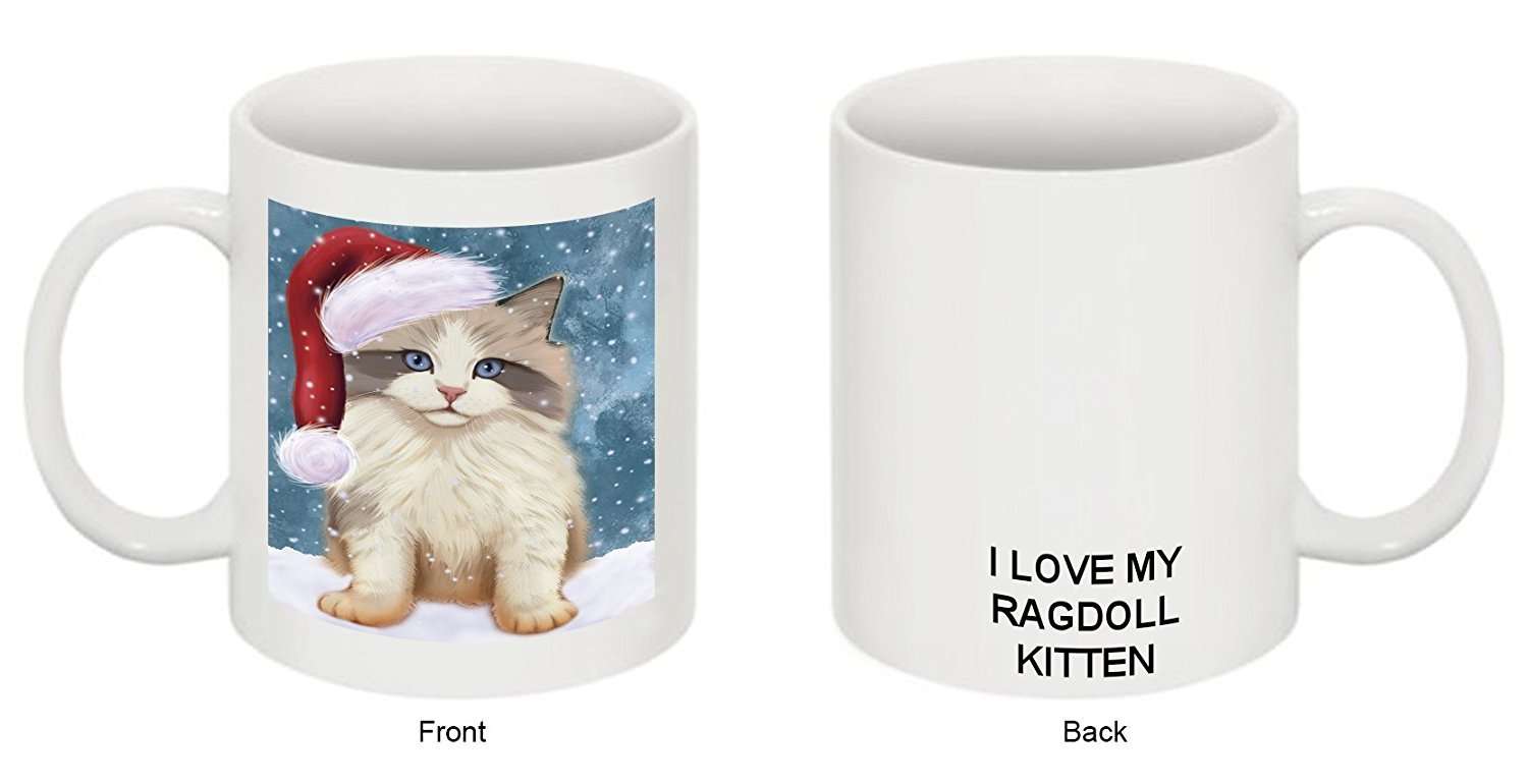 Let It Snow Happy Holidays Ragdoll Kitten Christmas Mug Cmg0322