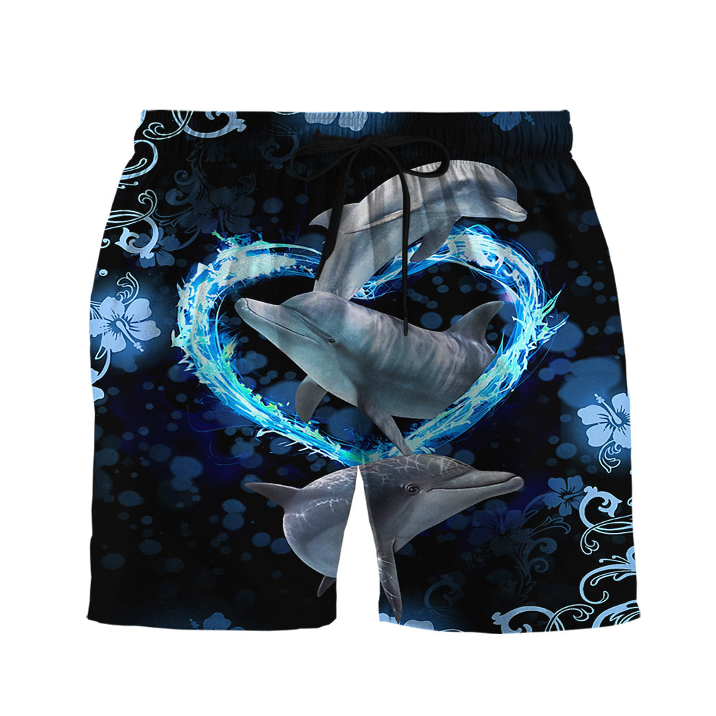 Gearhumans 3D Beautiful Dolphins Custom Beach Short