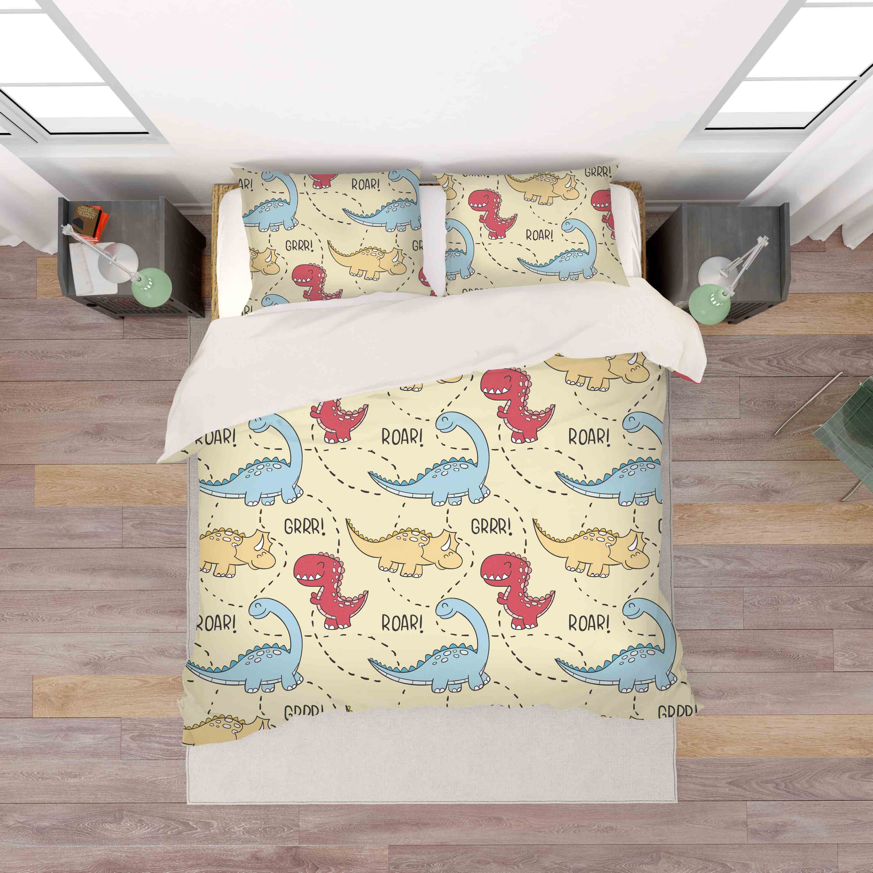 3D Dinosaur Yellow Quilt Cover Set Bedding Set Pillowcases 40