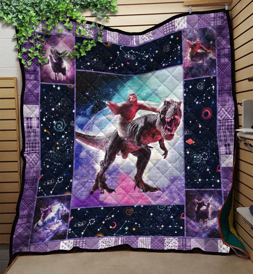 ViticStore™ Galaxy Dinosaur – soft cotton king size quilt