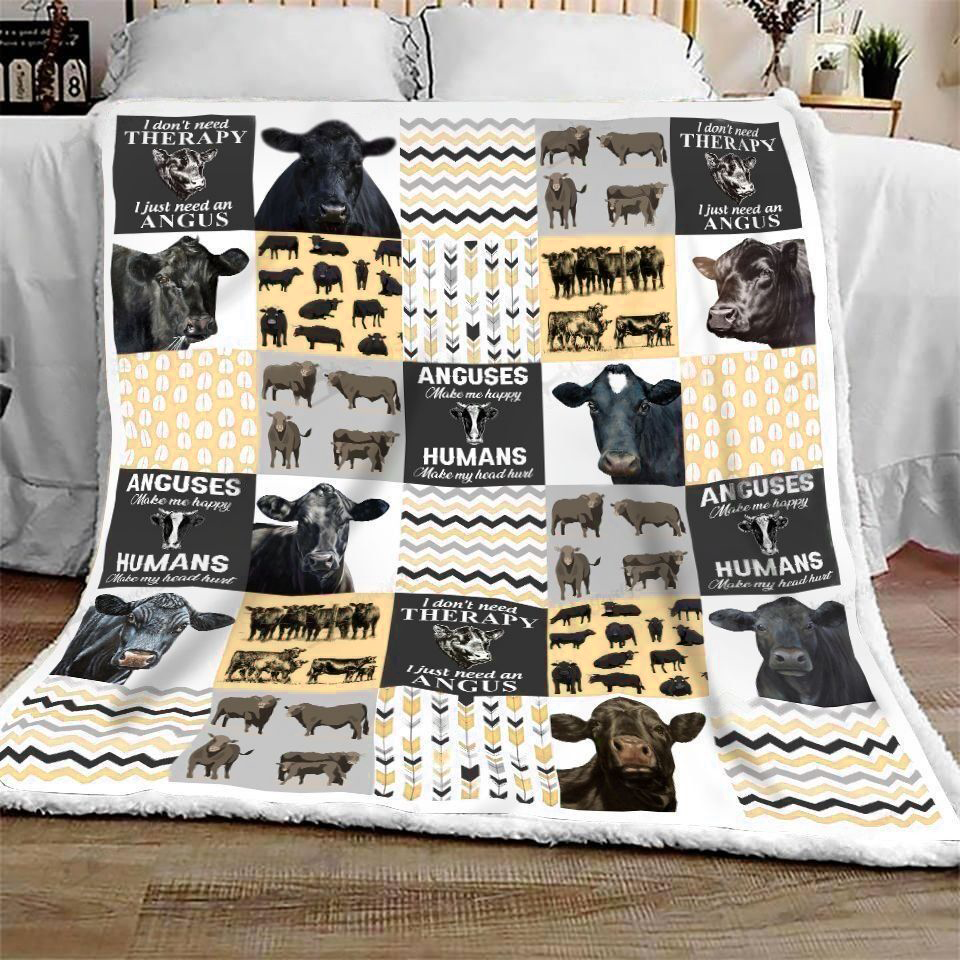 Black Angus Cow-Yellow All Printed 3D Blanket Cow Blanket Farm House Blanket