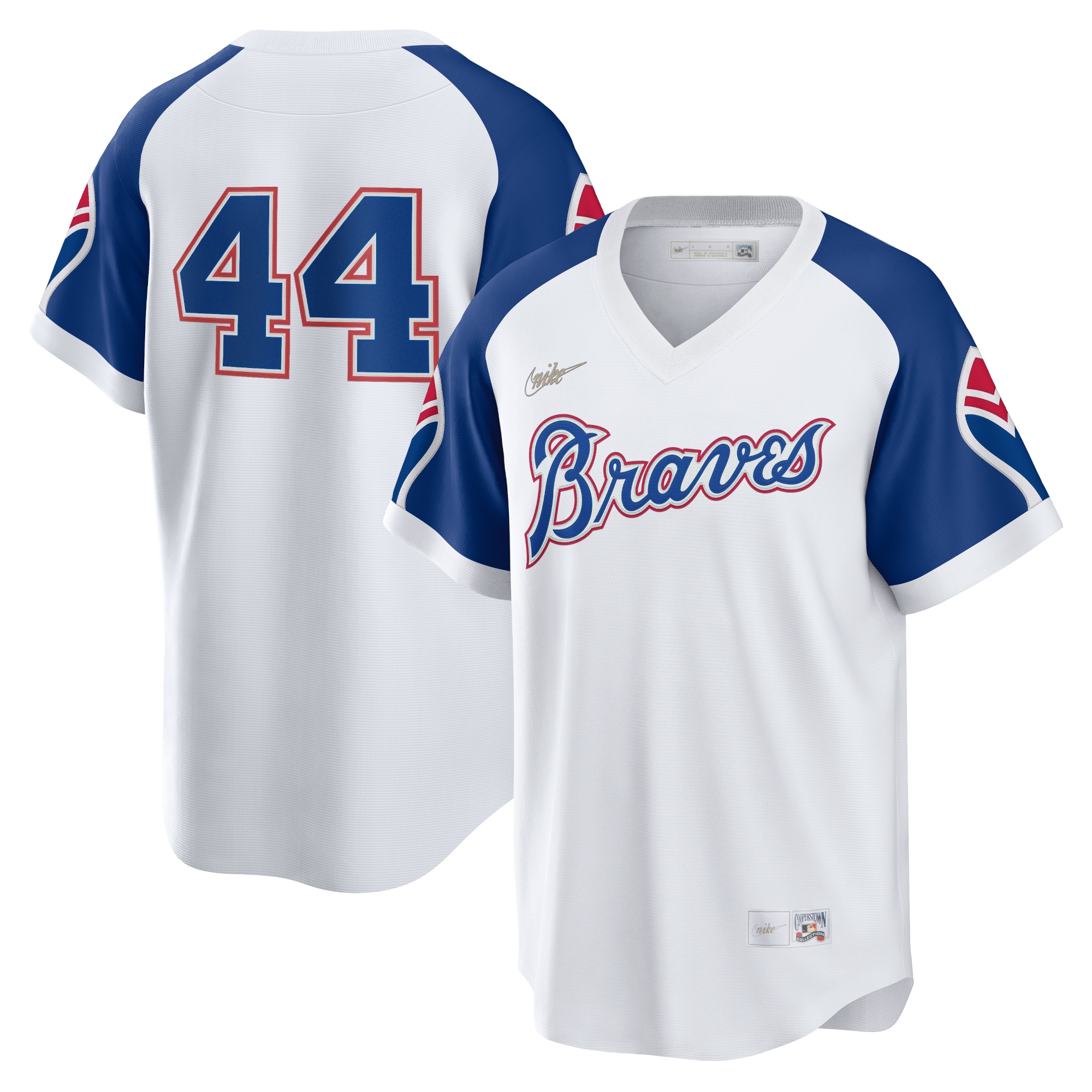 Men’s Atlanta Braves Hank Aaron White Home Cooperstown Collection Player Jersey