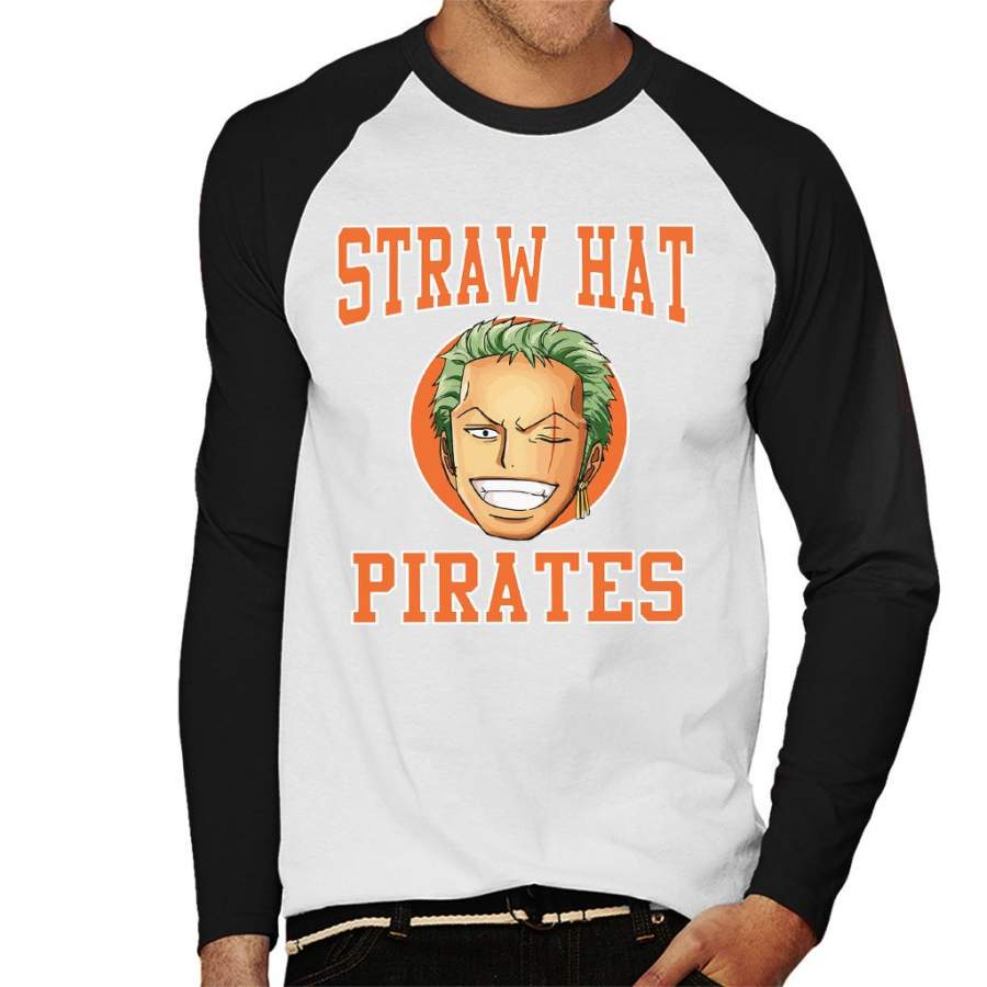 Straw Hat Pirates Roronoa Zoro One Piece Men’s Baseball Long Sleeved T-shirt