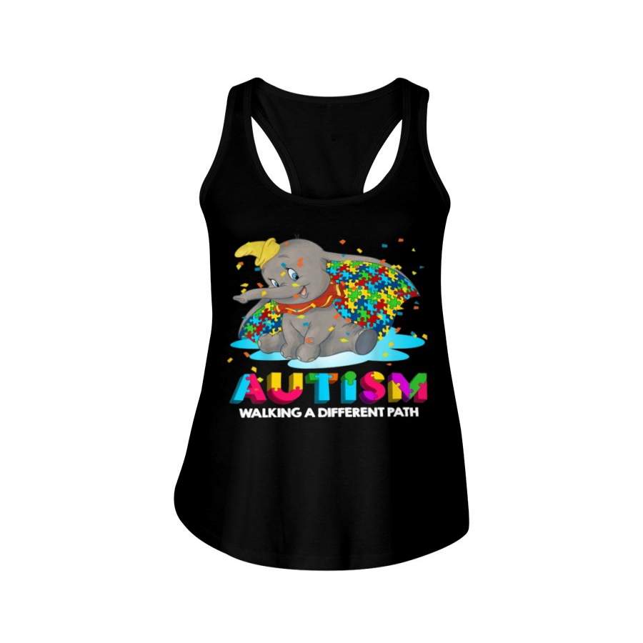 Autism Walking A Different Path For Elephant Lovers Ladies Flowy Tank