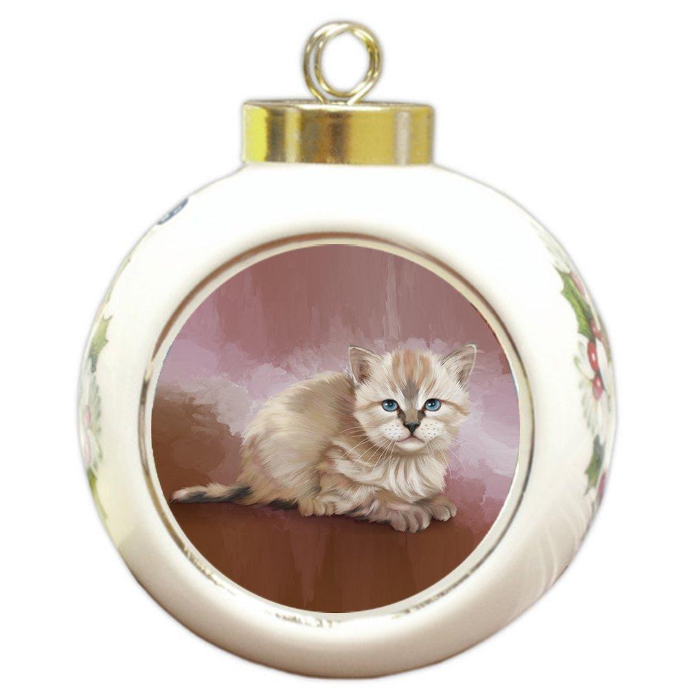 Seal Point Kitten Round Ball Christmas Ornament Rbpor48099