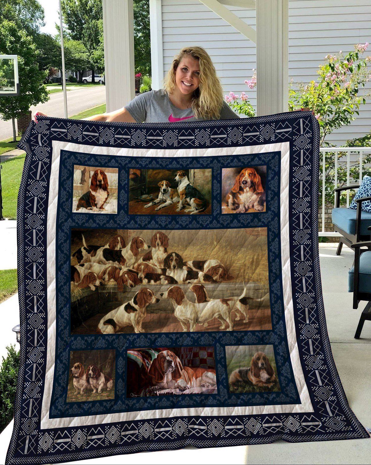 Basset Hound 4 3D Quilt Blanket HGM27