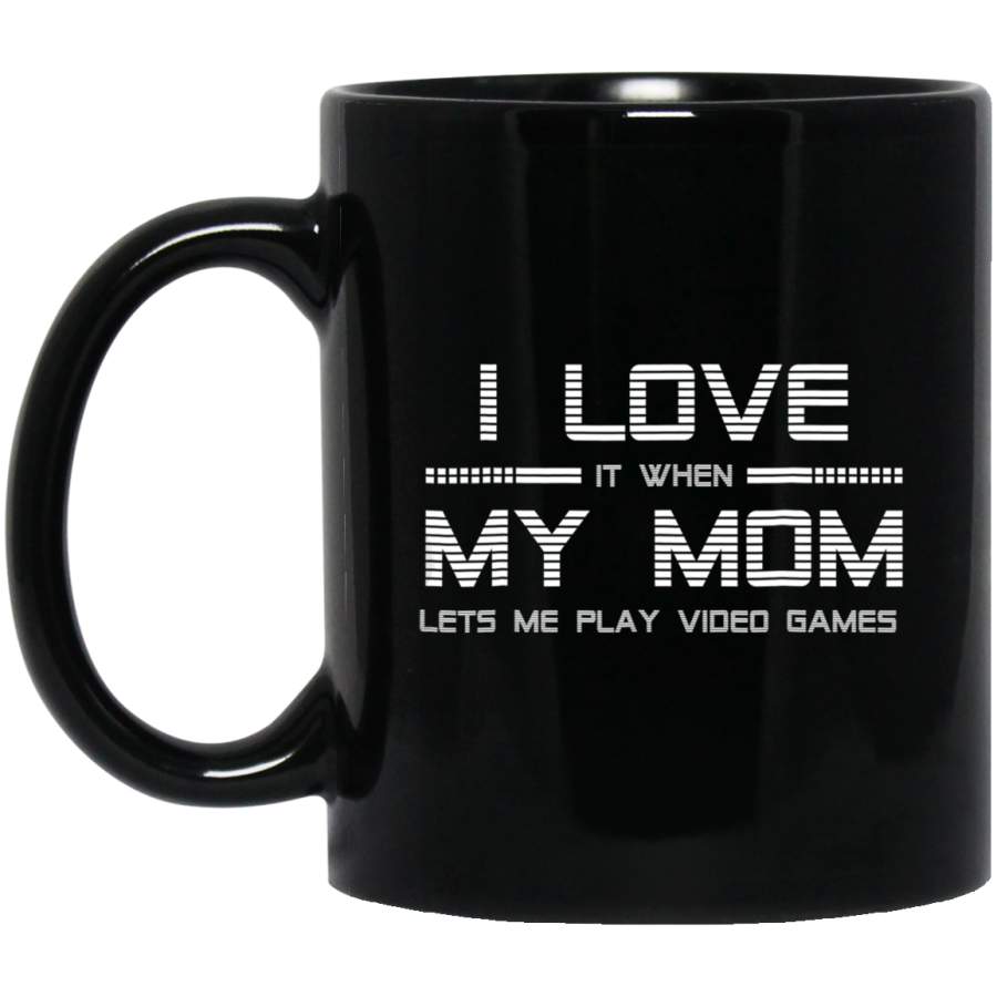 Teen Boy Gift I Love My Mom 11oz 15oz Black Mug Happy Easter Day Funny Colors Eggs Bunny Ears Peeps Cute