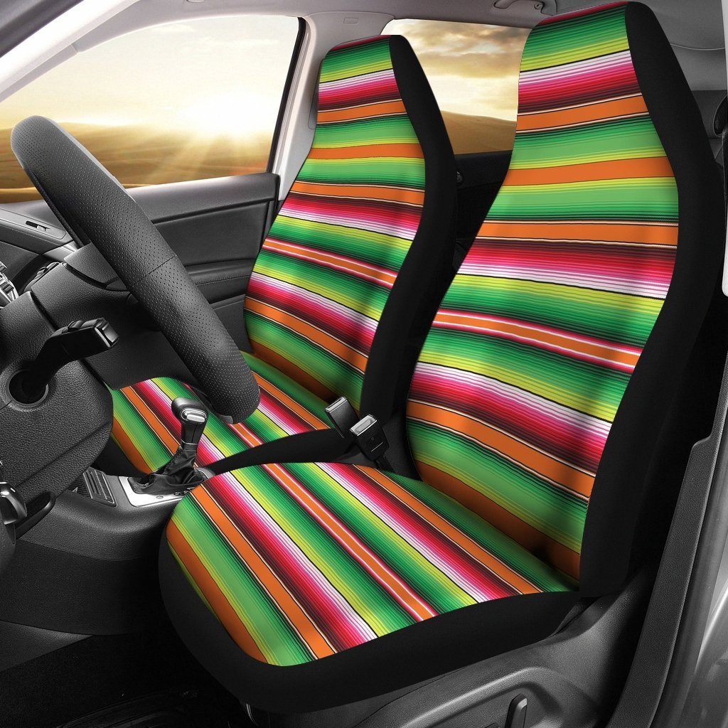 Baja Serape Mexican Blanket Pattern Print Seat Cover Car Seat Covers Set 2 Pc, Car Accessories Car Mats