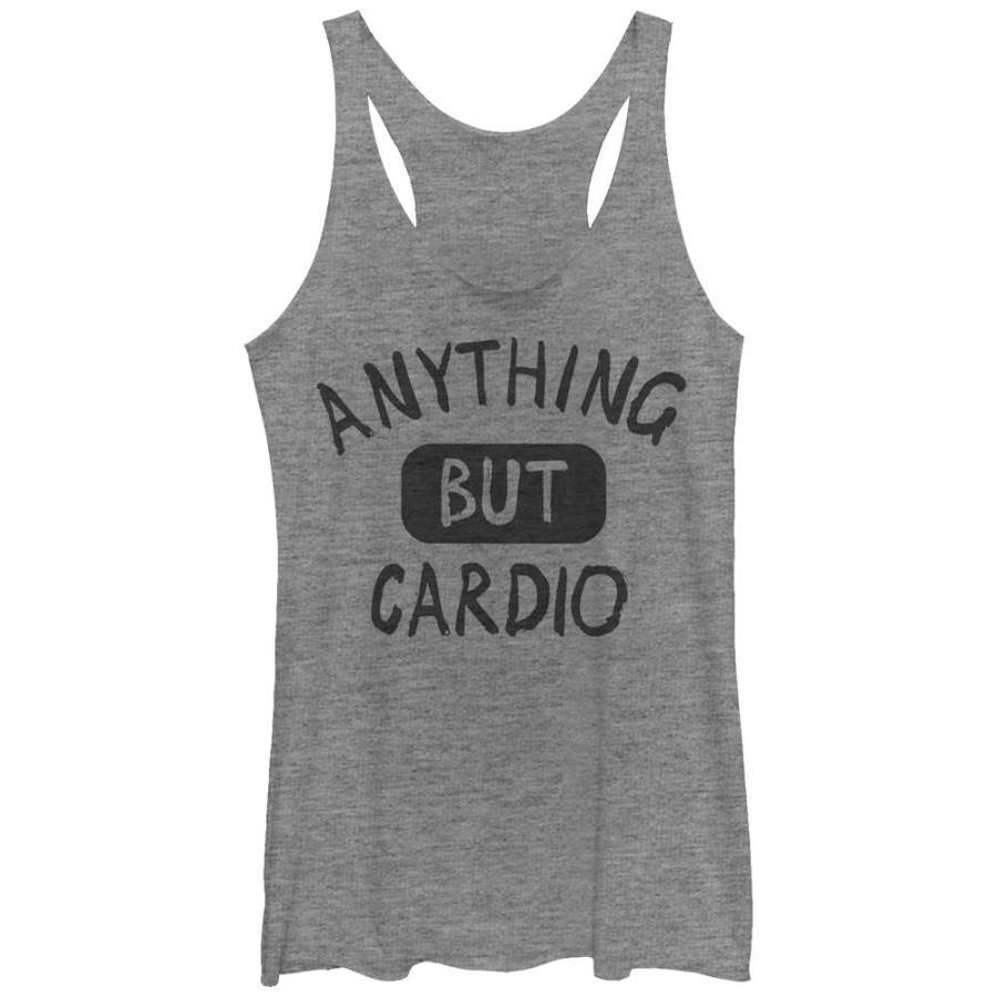 CHIN UP Women’s Anything But Cardio  Racerback Tank Gray Heather