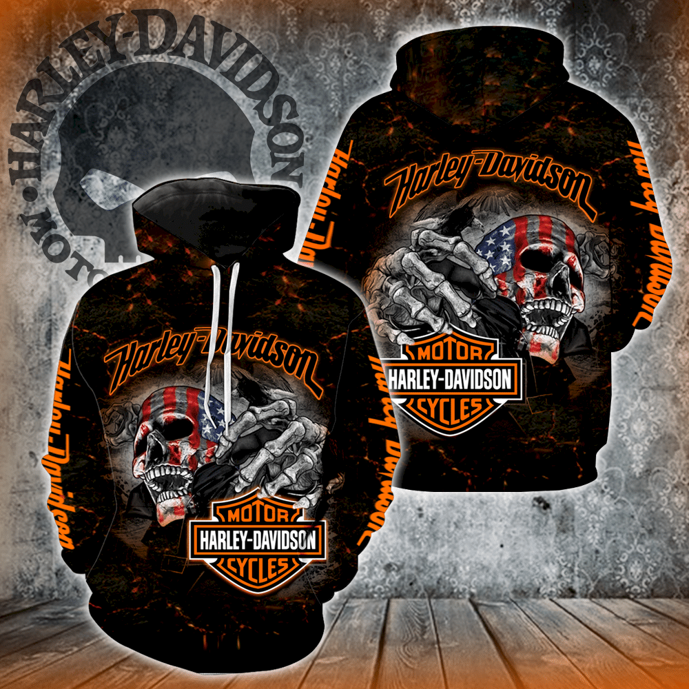 Harley Davidson All Over Print 3D Hoodie Zipper For Men Women K1175