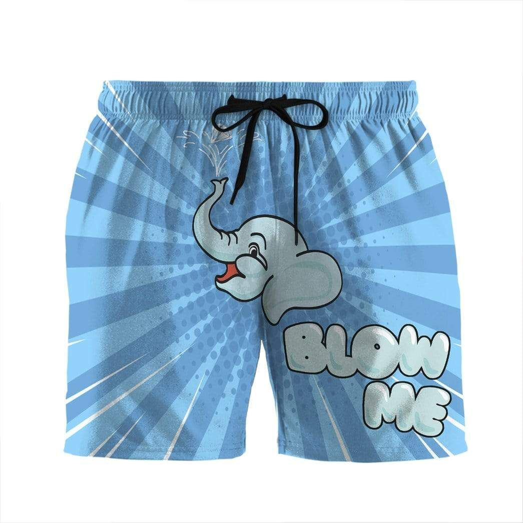 3D Blow Me Elephant Custom Beach Summer Men Beach Shorts Swim Trunks Hawaiian Shirt Style Printed 3D Swim Trunks