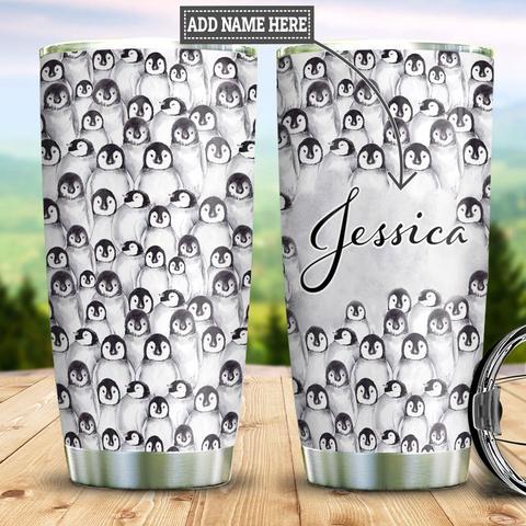 Personalized Full Of Penguin Stainless Steel Tumbler, Personalized Tumblers, Tumbler Cups, Custom Tumblers