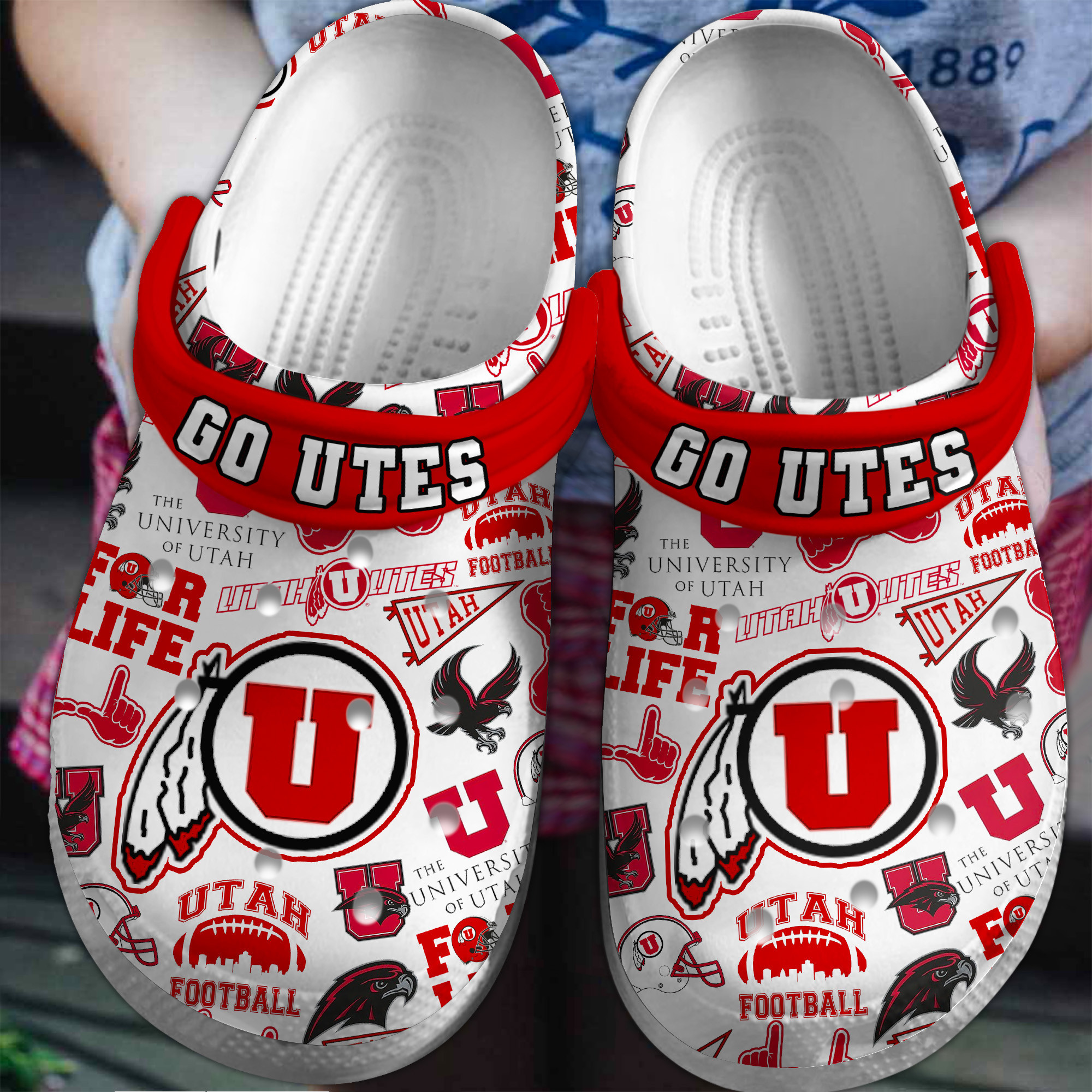 Utah Utes NCAA Sport Crocs Crocband Clogs Shoes Comfortable For Men Women and Kids