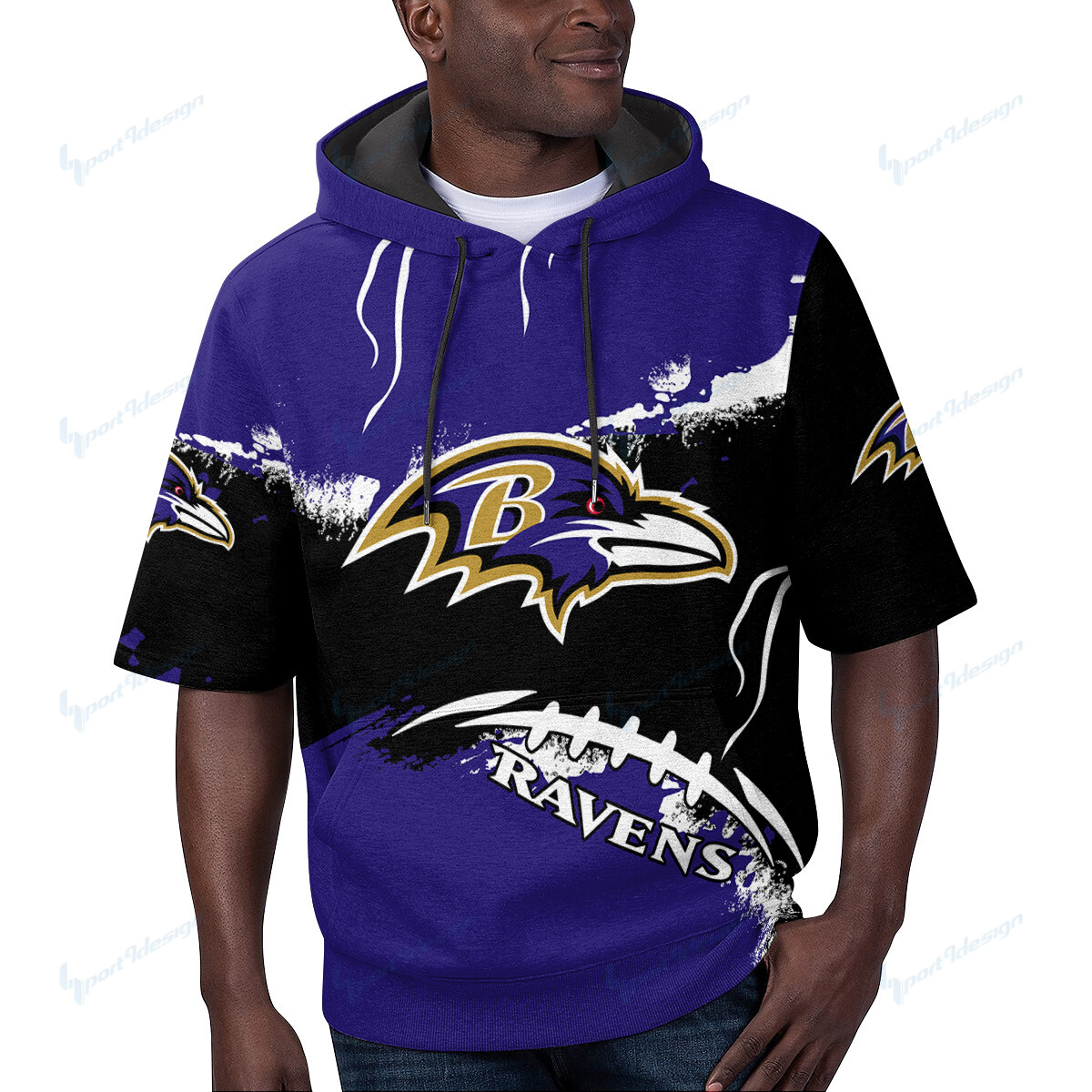 Baltimore Ravens Short Sleeve Hoodie Bg42