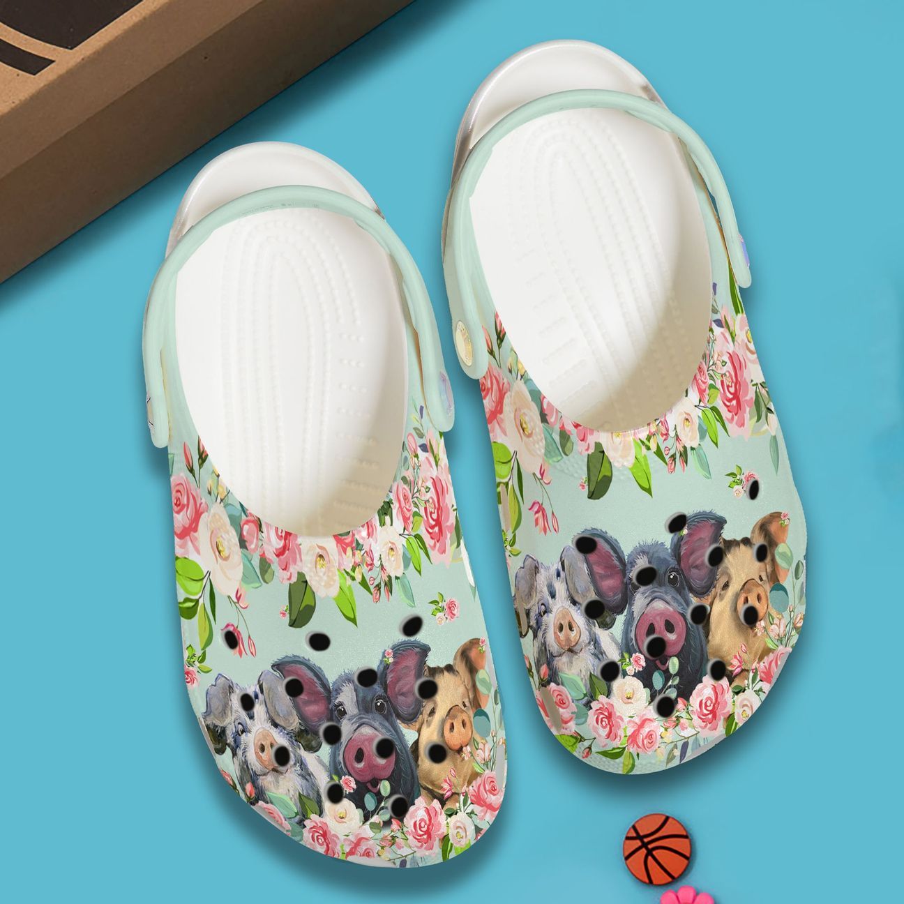 Pig Personalized Clog, Custom Name, Text, Color, Number Fashion Style For Women, Men, Kid, Print 3D Pigs And Flowers