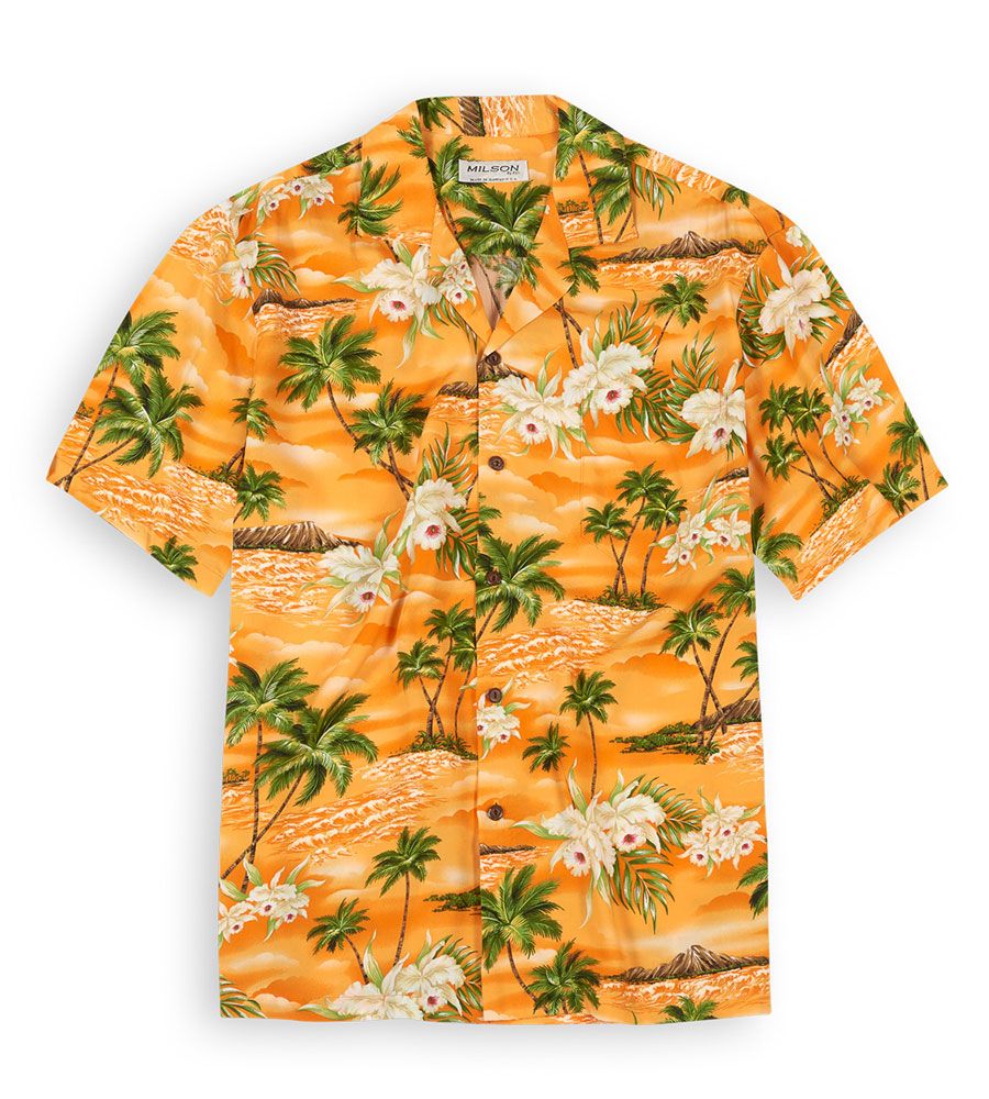 Palm Island Orange Green Nice Design Hawaii Shirt Ha42892