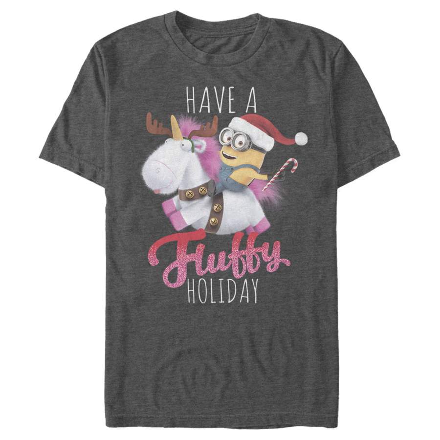 Despicable Me Men’s Christmas Minions Have A Fluffy Day Unicorn  T Shirt