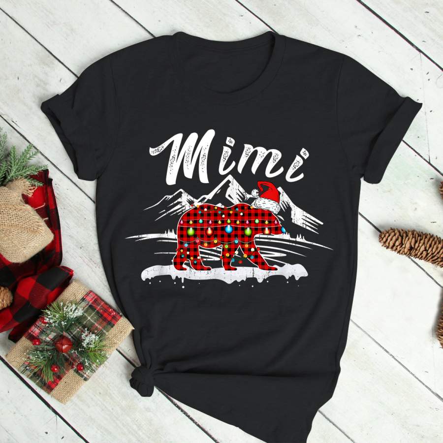 Mimi Bear Christmas Pajama Red Plaid Buffalo Family Gift New T-Shirt