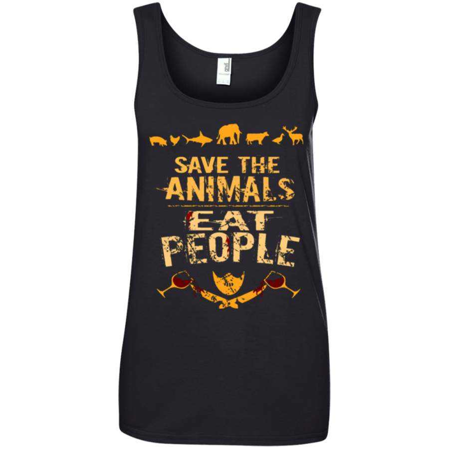 save the animals, EAT PEOPLE 4 Ladies’ 100% Ringspun Cotton Tank Top