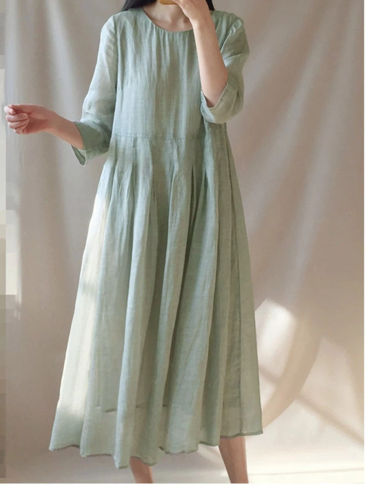 Summer New Women’s Dresses Are Light and Elegant, Artistic, Retro, Loose and Comfortable, Long Skirts, Cotton and Linen Leisure alx