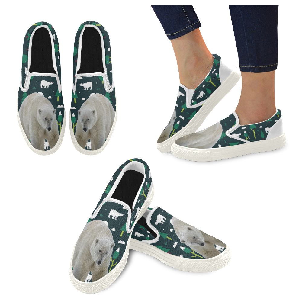 Polar Bear White Women’s Slip-on Canvas Shoes