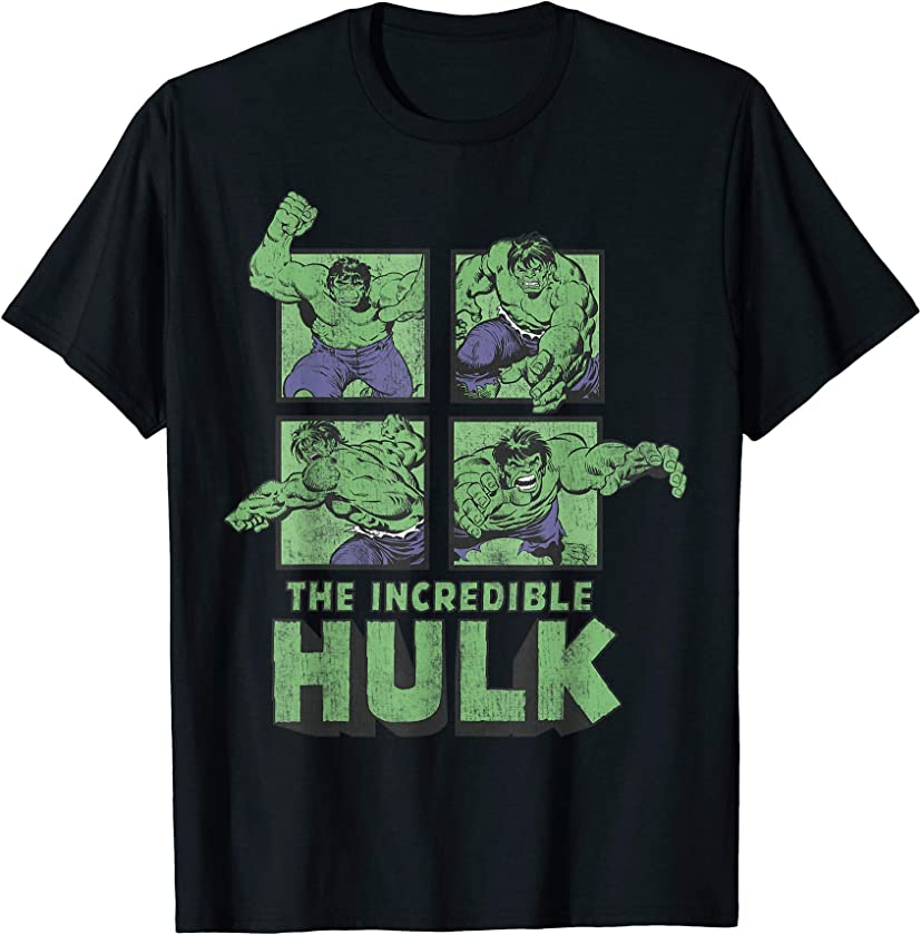 The Incredible Hulk Action Pose Squares Retro Poster T-Shirt