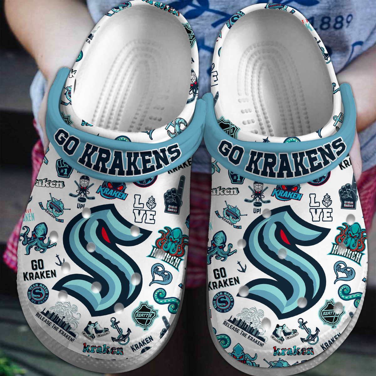 Seattle Kraken NHL Sport Crocs Crocband Clogs Shoes Comfortable For Men Women and Kids