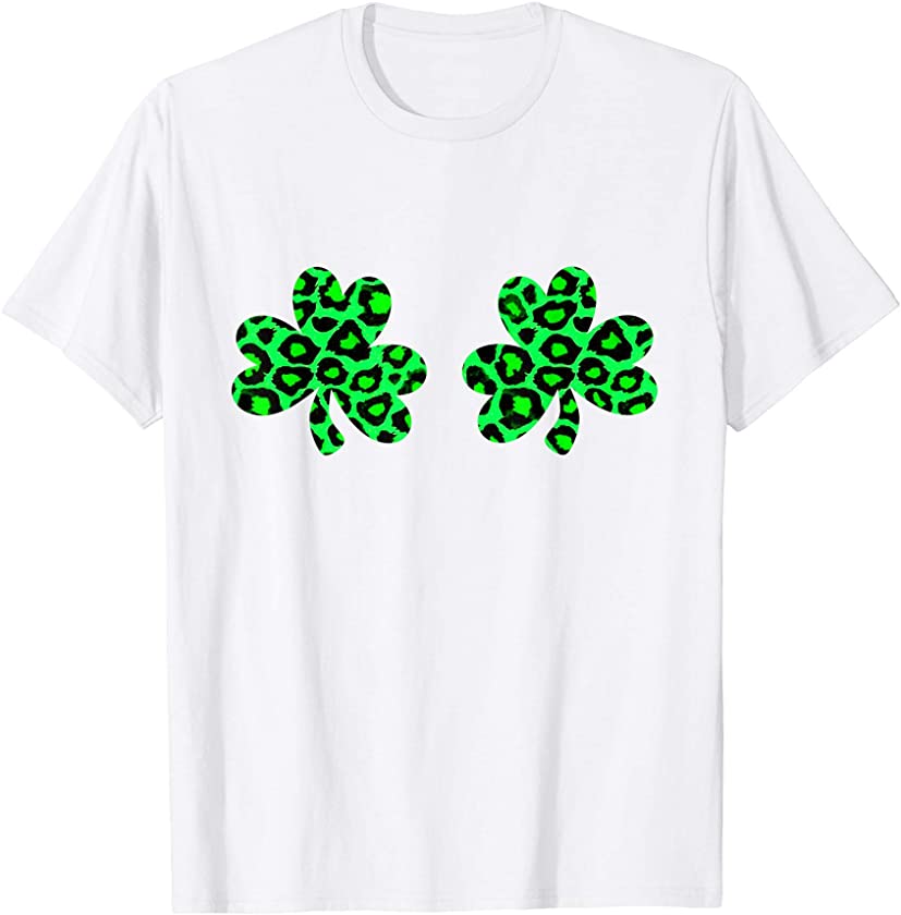 Women’s Leopard Shamrock Boobs Boobies St. Patrick’s Girls T-Shirt