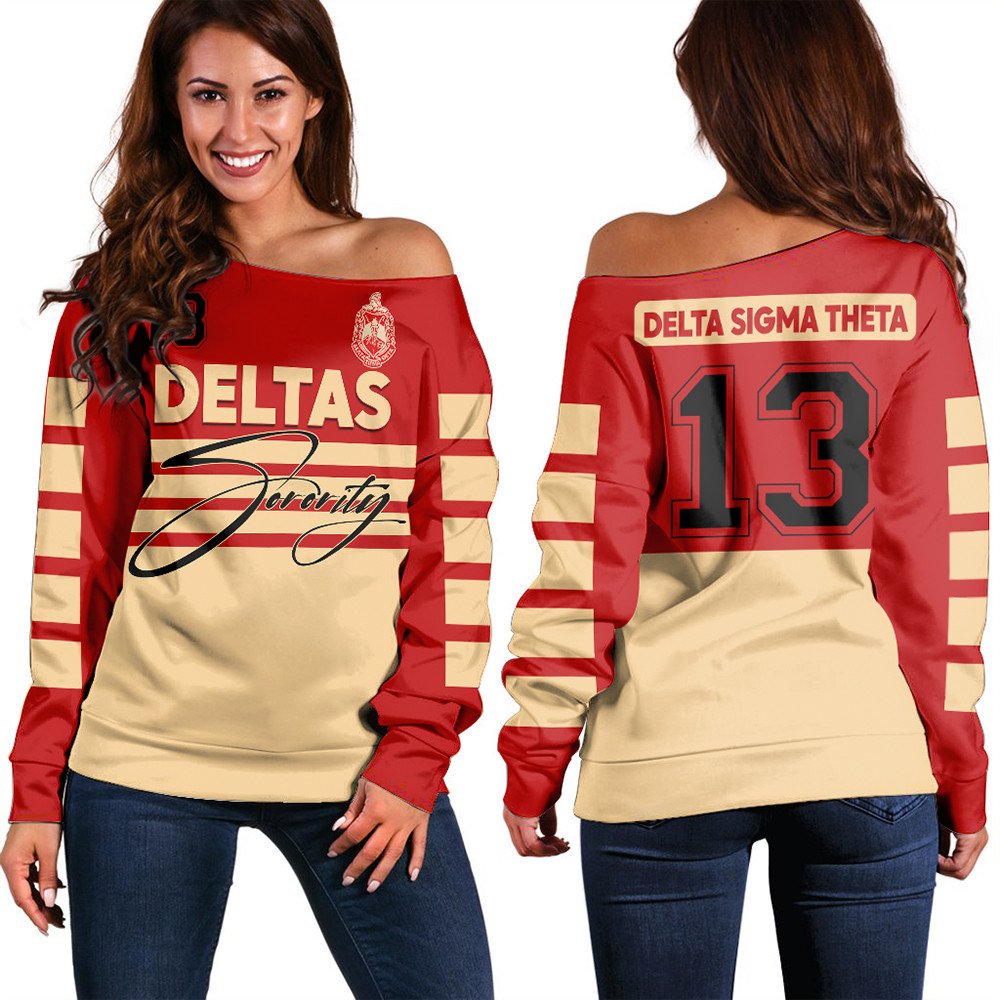 Sorority Sweatshirt – Delta Sigma Theta Sporty Premium Women Off Shoulder