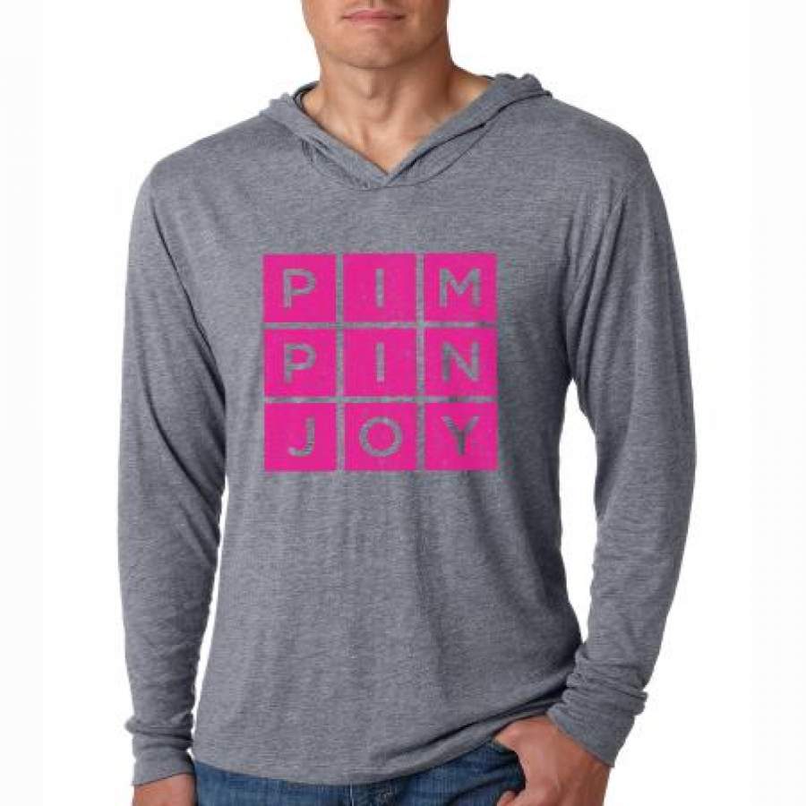 #PIMPINJOY Lightweight Hoodie – Grey & Pink